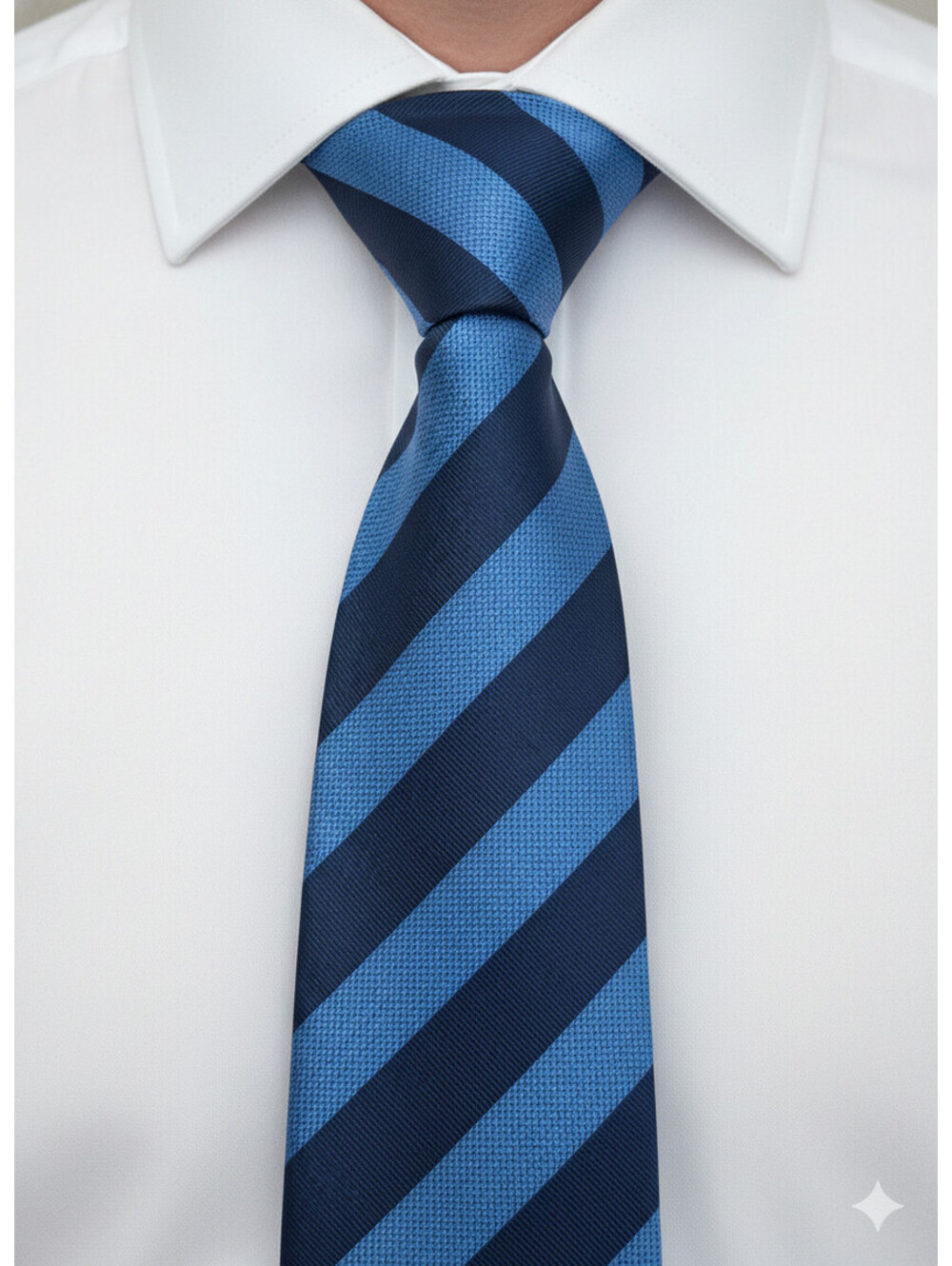 TIFFANY & CO. Silk Tie Navy Blue Light Blue Repp Stripe Textured Italy Vintage
